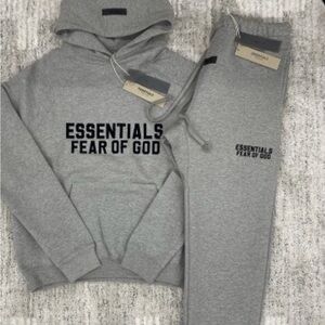 Fear of God Essentials Gray Hoodie and Sweatpants Set